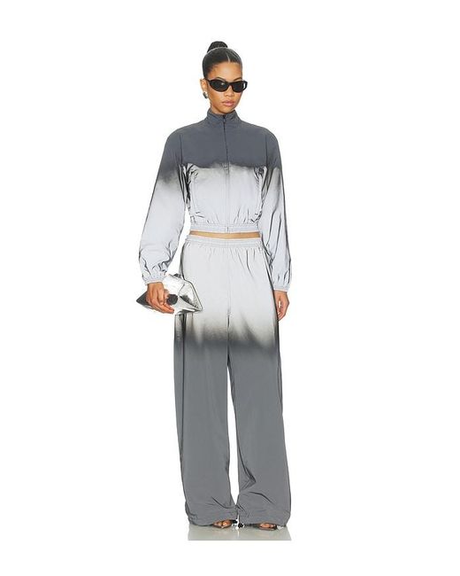 Alexander Wang Blue Reflective Shrunken Track Jacket