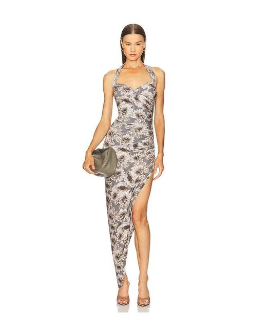 Norma Kamali White Cayla Side Drape Gown