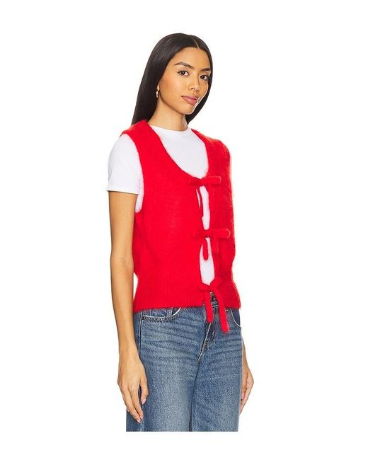 Ganni Red Weste Light Mohair Tie String