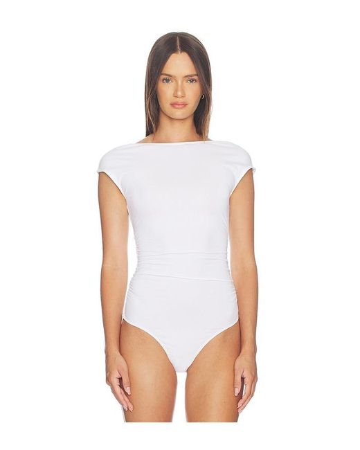 GOOD AMERICAN White The Open Back Bodysuit