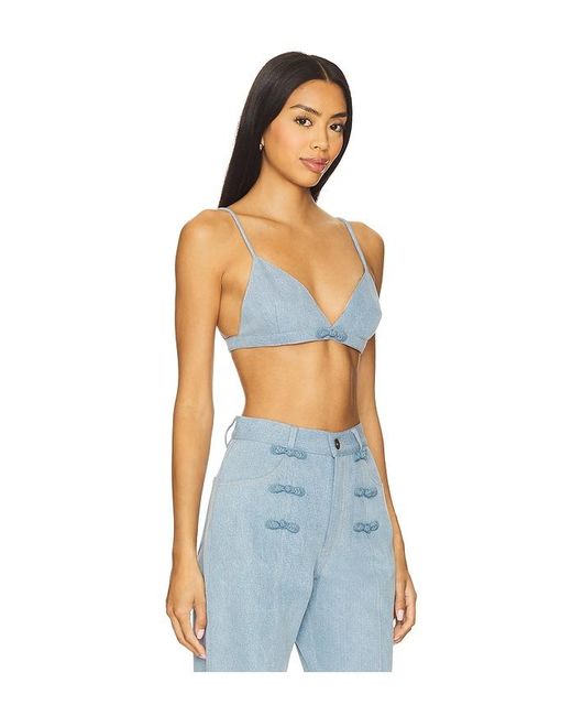SAU LEE Blue Cleo Denim Bralette