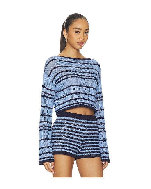 Lovers + Friends Blue Muriel Open Stitch Pullover