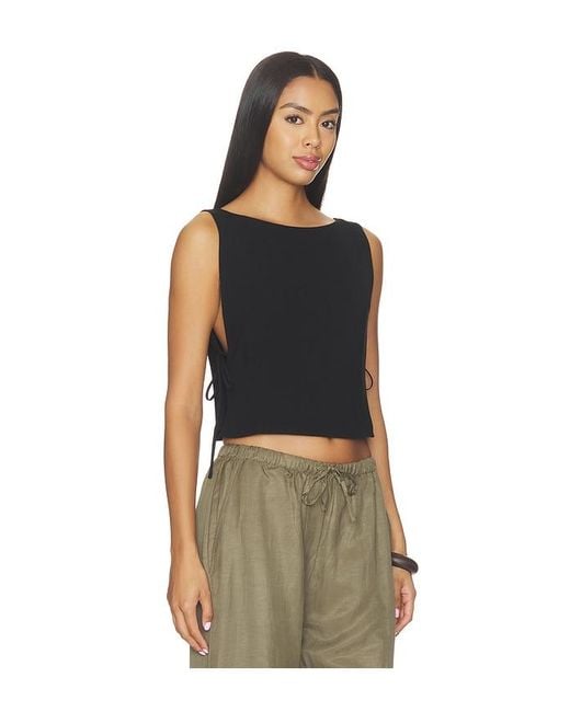 Leset Black Ari Boatneck Tie Top