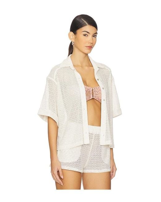 PQ Swim White Blake Button Up Top