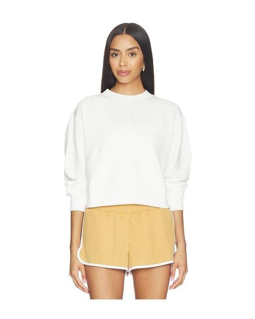 Varley White Tasmin Cropped Sweater