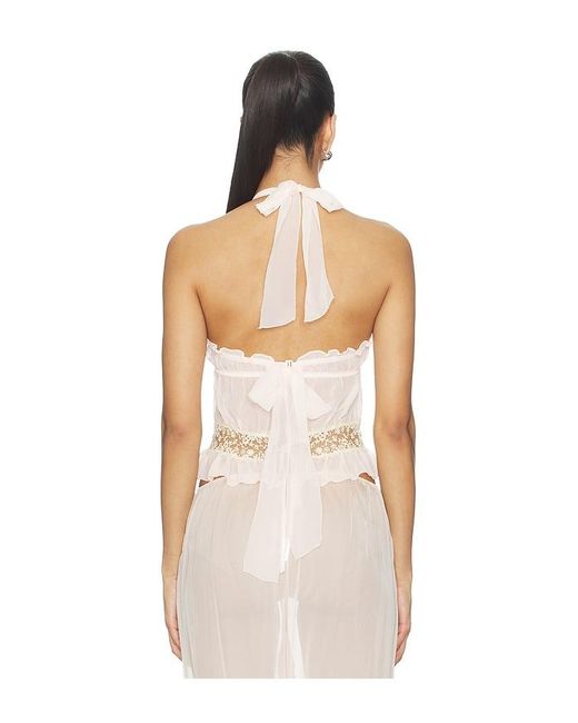 For Love & Lemons Natural Gilded Lace Bustier