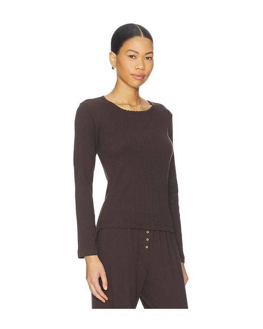 Leset Brown Pointelle Slim Fit Long Sleeve
