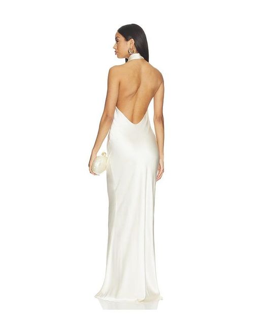 The Sei White Halter Drape Gown