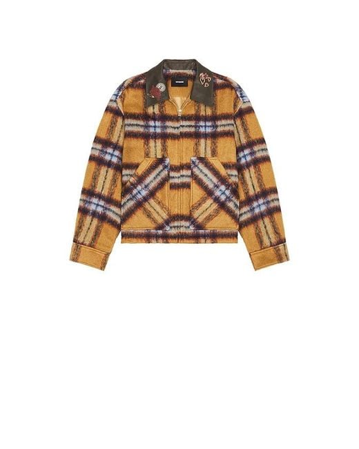 we11done Orange Teddy Doodle Check Pattern Jacket for men