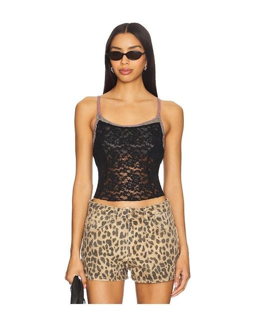 Free People Black Top Aus Spitze All Day