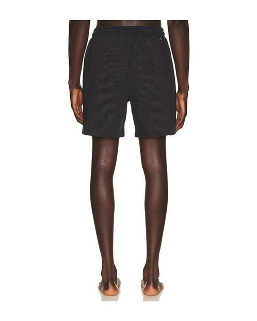 Percival Black Rowan Seersucker Swim Shorts for men