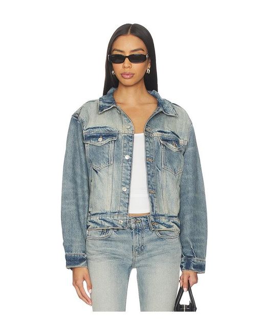 EB DENIM Blue Varsity Trucker Denim Jacket