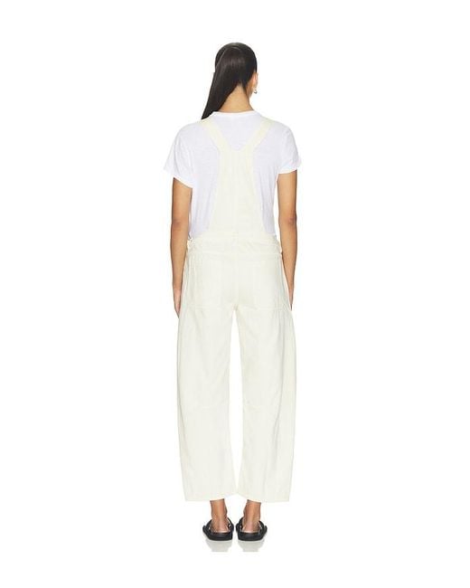 DL1961 White X Bumpsuit Bilie Maternity Overalls