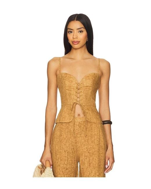 Usisi USISI SISTER Josie Linen Top in Orange | Lyst