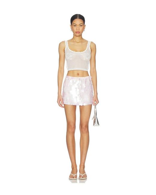Leslie Amon White Mini Paillette Skirt