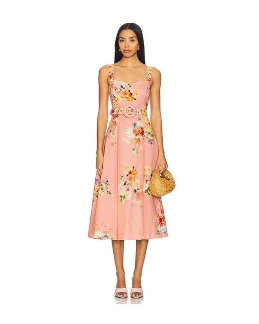 Hemant & Nandita White Midi Dress With Buckle Belt