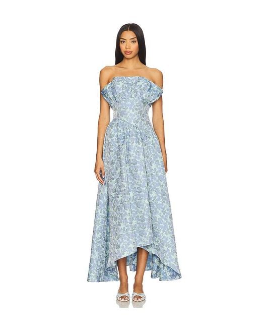 Elliatt X Revolve Jacquard Asymmetric Gown Blue