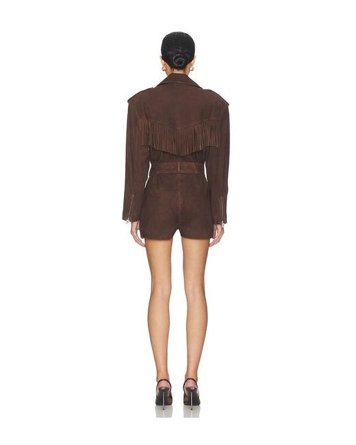 Lamarque Multicolor Scotty Fringed Suede Romper