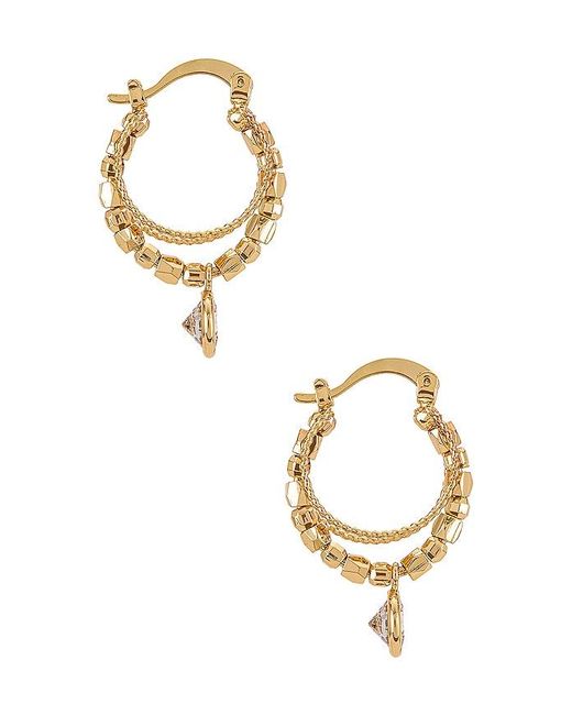 Ettika Metallic Embellished Hoop Earrings