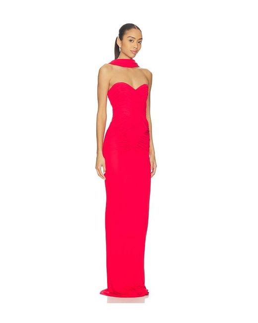 The New Arrivals Ilkyaz Ozel Red Samsara Jersey Maxi Dress