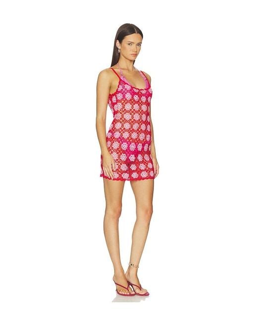 Frankie's Bikinis Red Julie Crochet Mini Dress