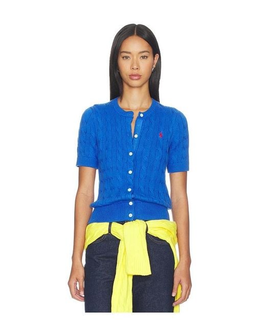 Polo Ralph Lauren Blue Cotton Short Sleeve Cardigan Sweater