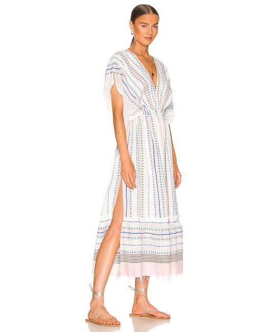 lemlem Cotton Doti Plunge Neck Dress in 