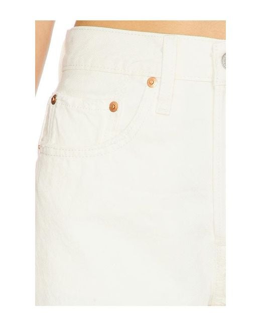 Levi's White 501 Mid Thigh Short