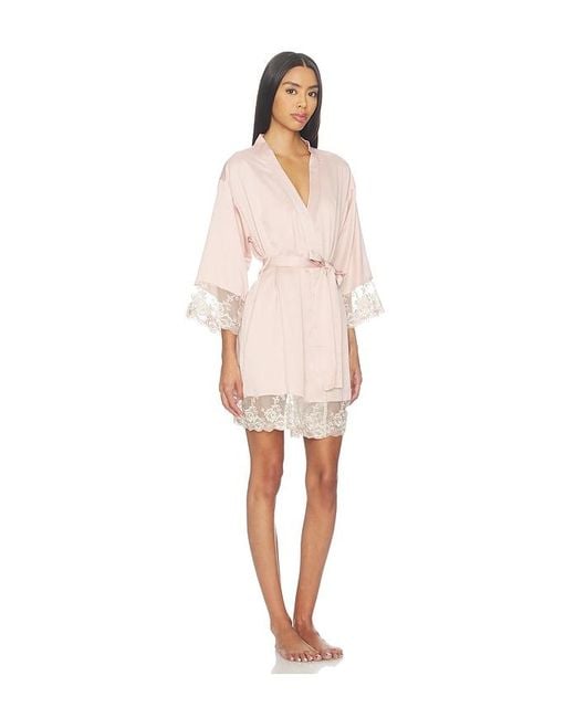 Flora Nikrooz Natural Rosa Kimono Wrap With Embroidery