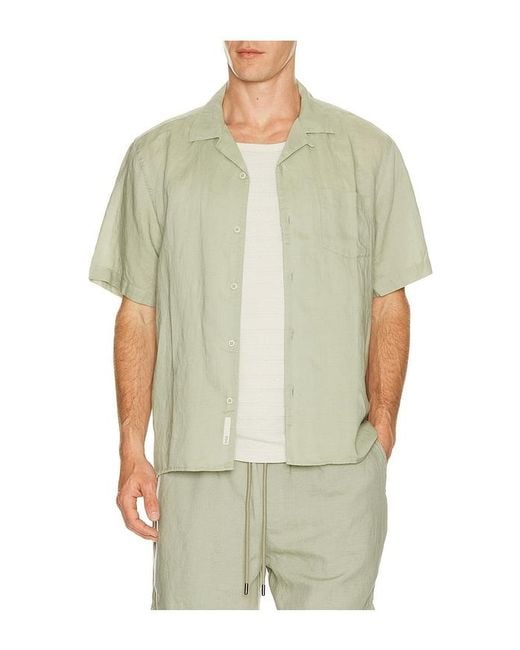 Onia Green Air Linen Convertible Vacation Shirt for men