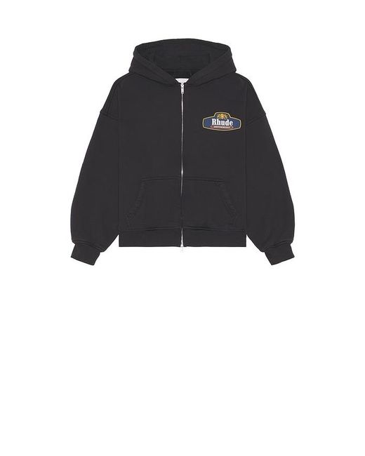 Rhude Black Racing Crest Zip Up Hoodie for men