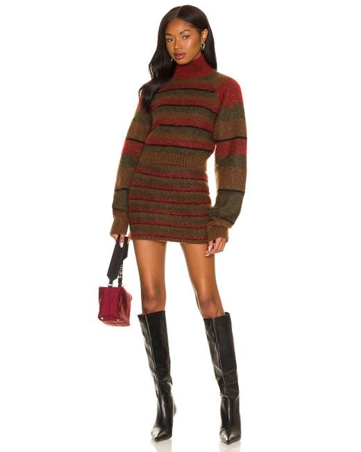 Danielle Guizio Striped Mohair Crop Sweater in Brown Lyst