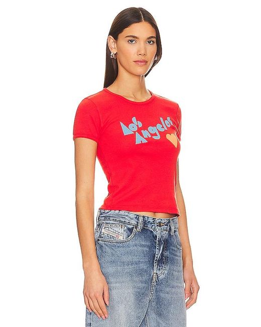 T-SHIRT RINGER ITTY BITTY Mother en coloris Red