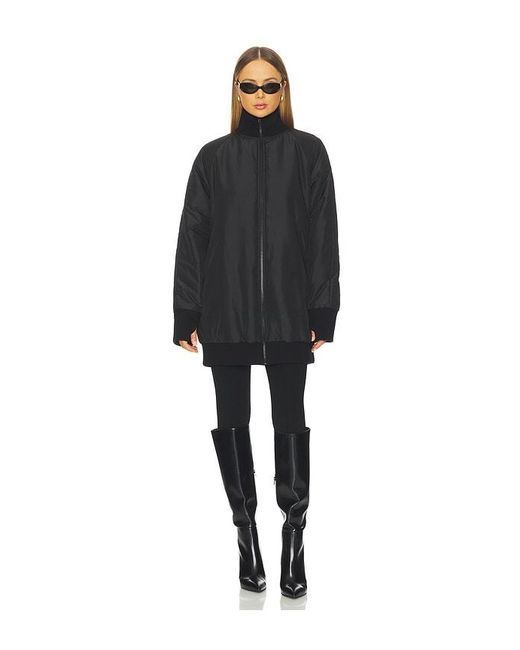 Norma Kamali Black Oversized Turtleneck Bomber Jacket Above The Knee
