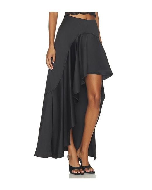 AKNVAS Black Alana Draped Satin Skirt