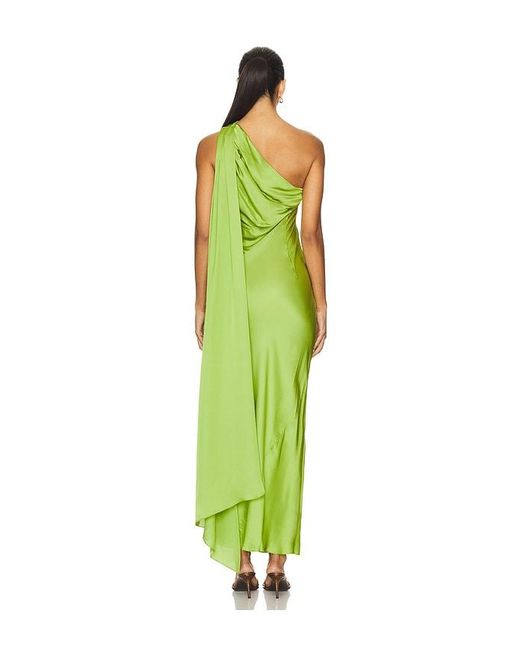 Alejandra Alonso Rojas Green For Fwrd One Shoulder Dress With Cape