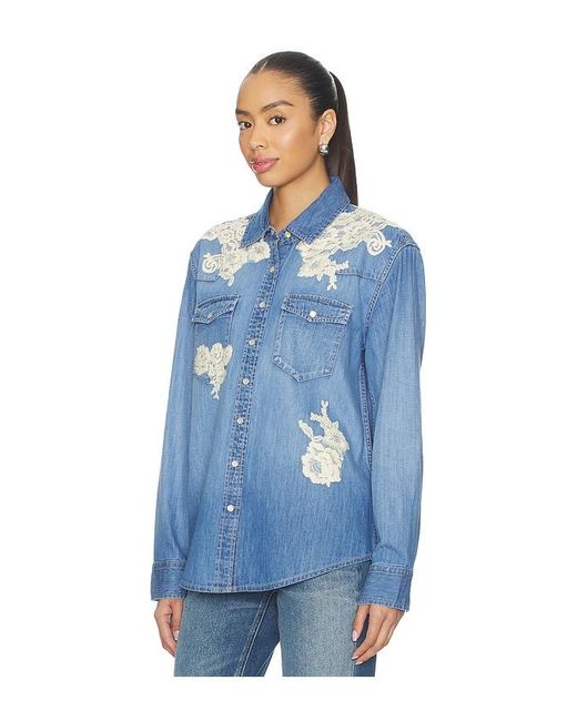 LoveShackFancy Blue Kelith Shirt