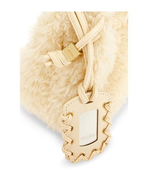 Ganni Natural Mini Fur Hobo Bag