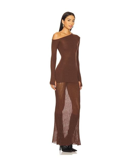 Seven Wonders Brown Greta One Shoulder Maxi Dress