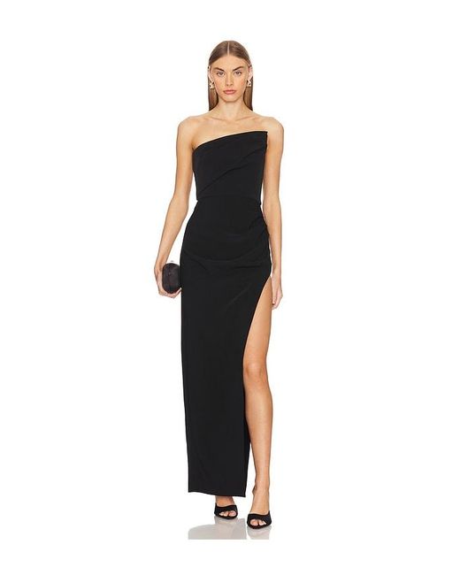 Nbd Black Asymmetric Crepe Maxi Dress