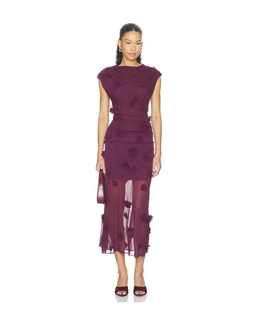Jonathan Simkhai Purple Cora Floral Applique Midi Skirt