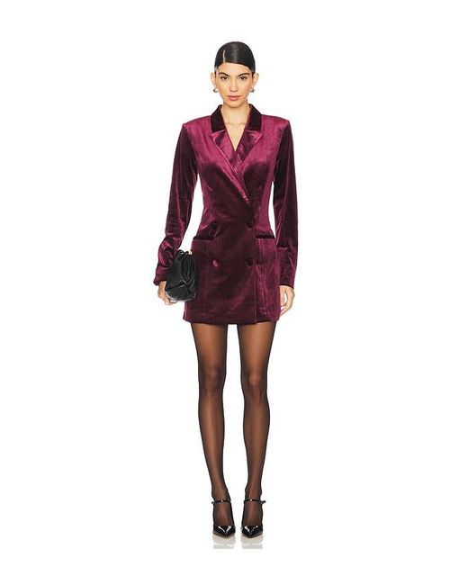 GOOD AMERICAN Velvet Double-Breasted Blazer Dress in Red | Lyst