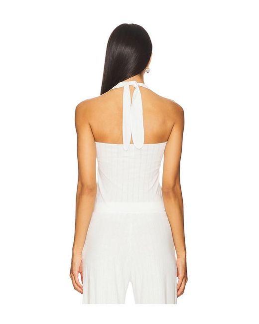 VIR VITA White Pointelle Halter Top