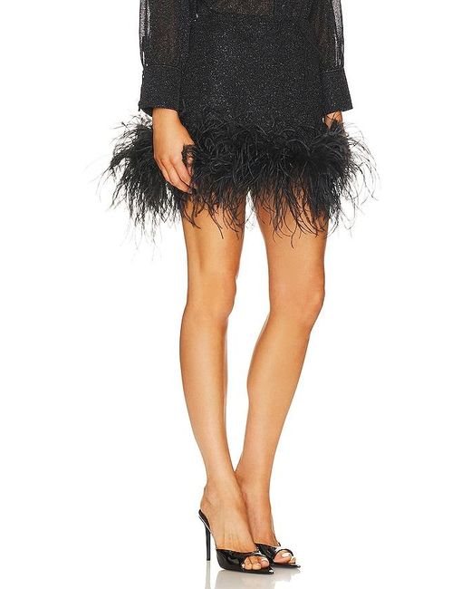 Oseree Black Lumiere Plumage Mini Skirt
