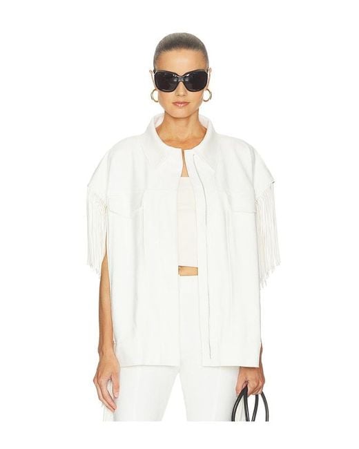 Norma Kamali White Sleeveless Oversized Jean Jacket