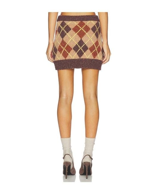we11done Brown Argyle Intarsia Mini Skirt