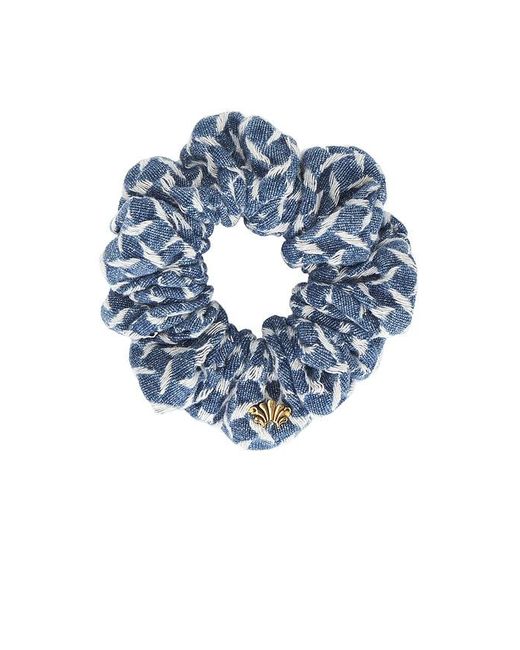 Lele Sadoughi Blue Lattice Denim Scrunchie