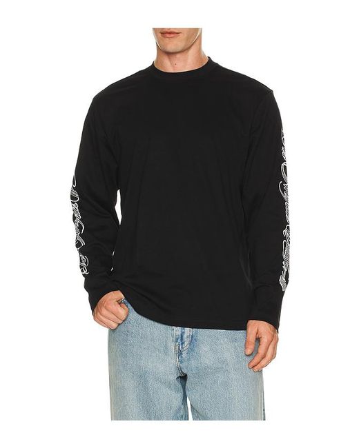 Stampd Black La Cursive Long Sleeve Relaxed Tee for men