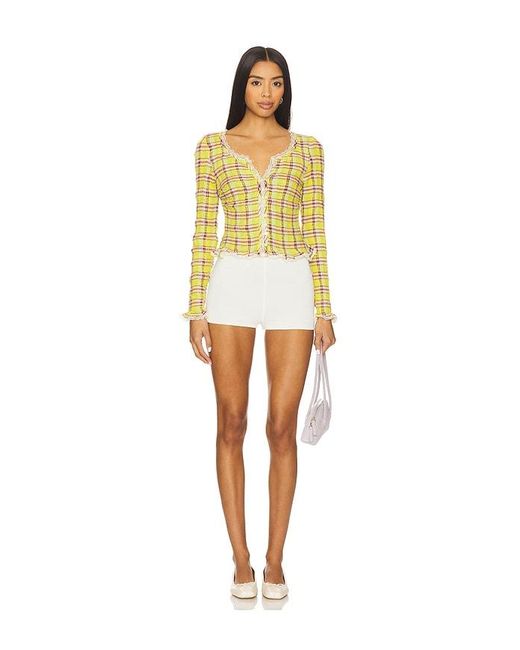 Free People Yellow X Revolve Elliot Smocked Top