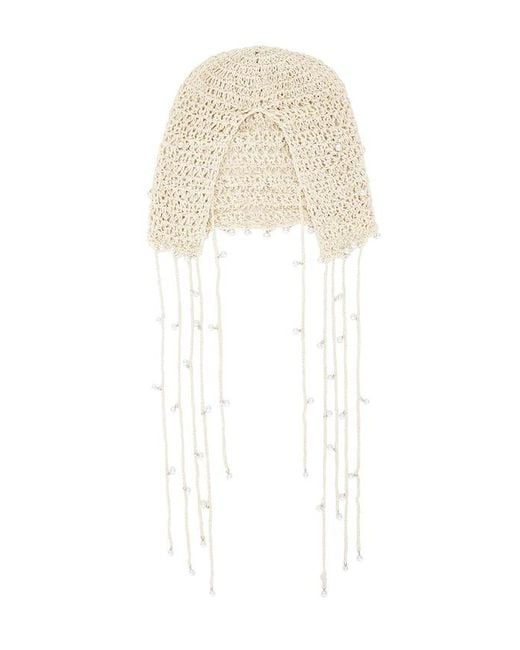 Lovers + Friends White Mira Crochet Hat